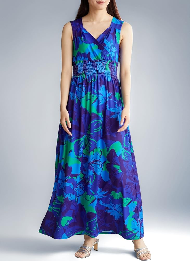 Maunaloa Ocean Blue Bird ノースリーブワンピース Maunaloa（マウナロア）の「【Maunaloa】Ocean Blue Bird ティア